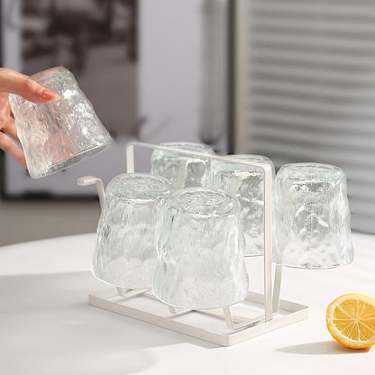 6pcs Glacier Pattern Glass Cup Set - Nordic Style Gradient Frosted