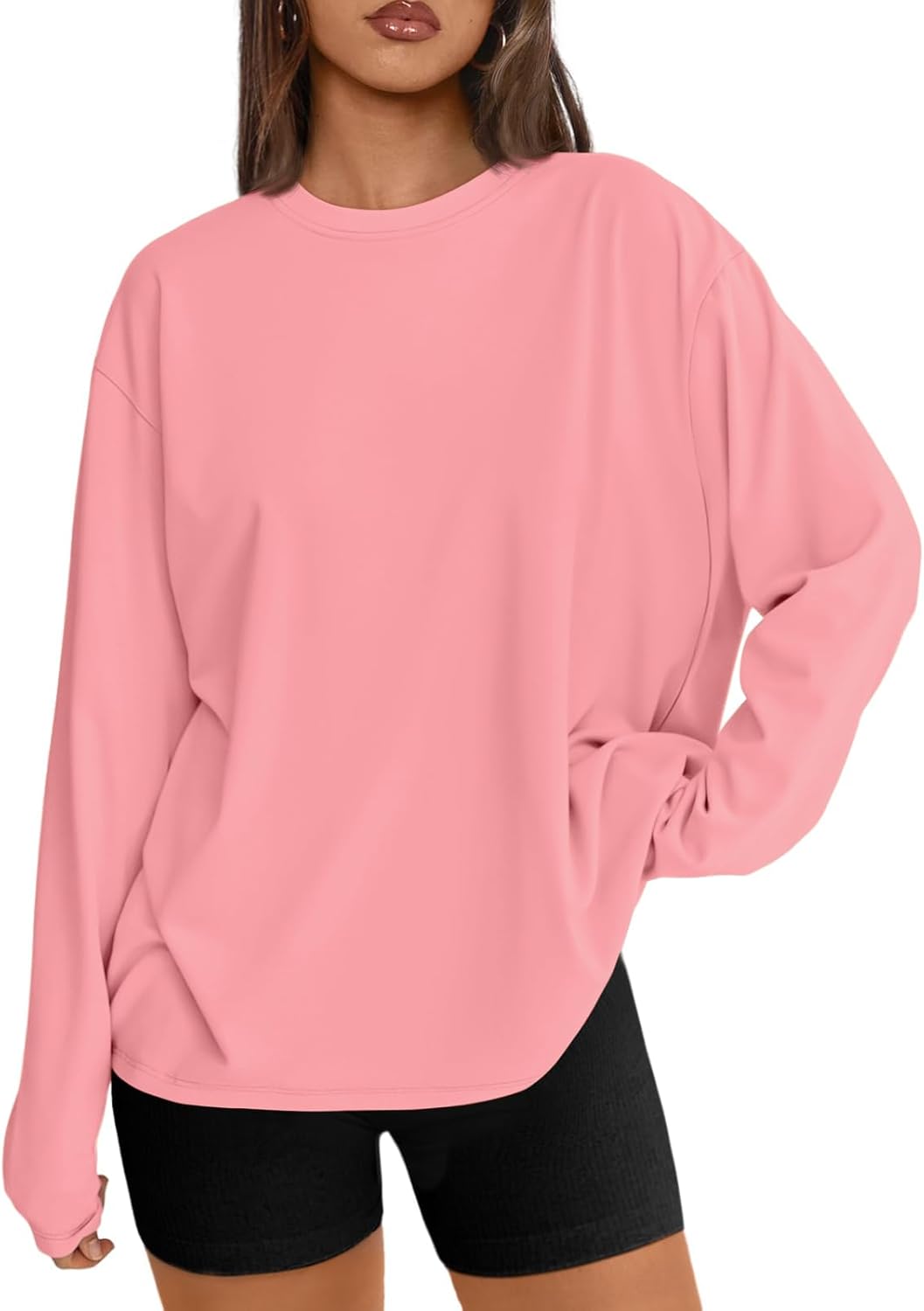 Big & Tall Clothing - Women's Oversized Long Sleeve T-Shirt Basic Crewneck Tee Fall Casual Top