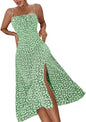 Sundresses - Floerns Women's Summer Split Thigh Spaghetti Strap Cami Midi Floral Dress