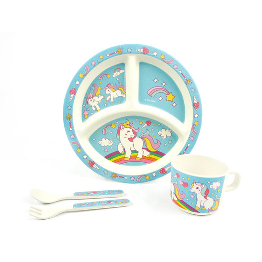 🦄 Magical Unicorn 4-Piece Kids Dinnerware Set – Eco-Friendly, Biodegradable Plant Fiber Plate, Cup, Fork & Spoon – Non-Toxic, BPA-Free, Microwave & Dishwasher Safe – Gift-Boxed for Girls & Toddlers