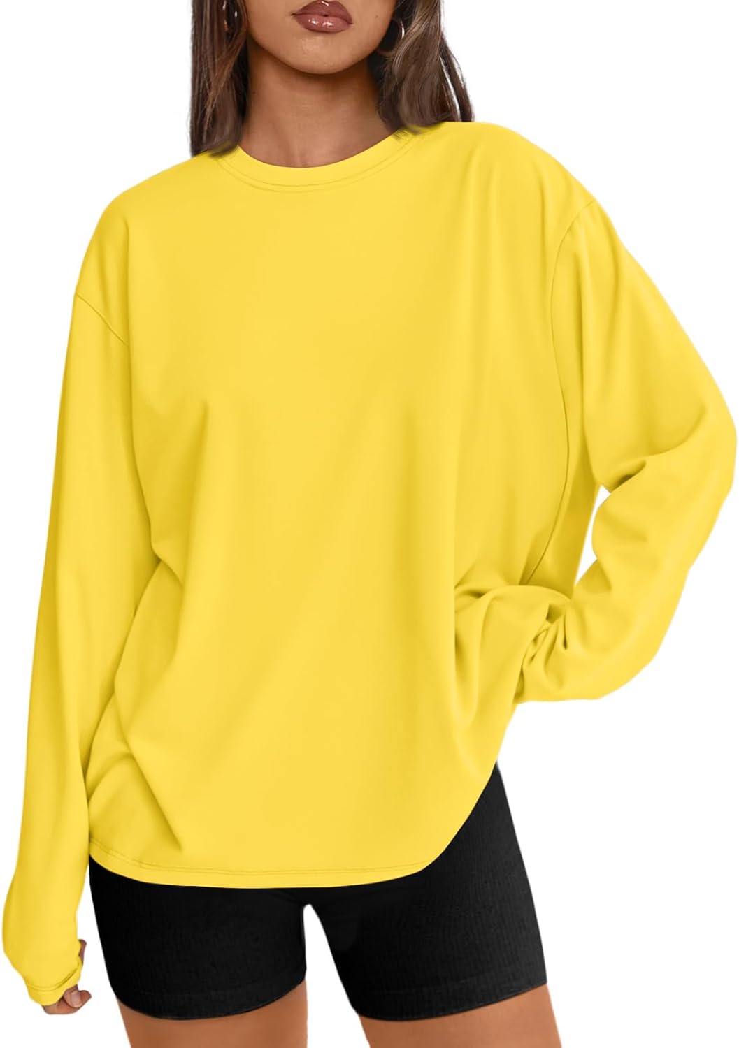 Big & Tall Clothing - Women's Oversized Long Sleeve T-Shirt Basic Crewneck Tee Fall Casual Top