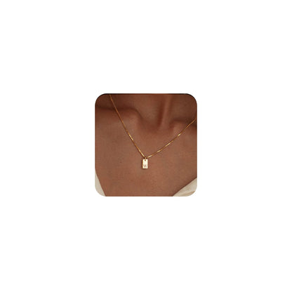 14K Gold Plated Initial Letter Necklace - Personalized Dainty Name Pendant