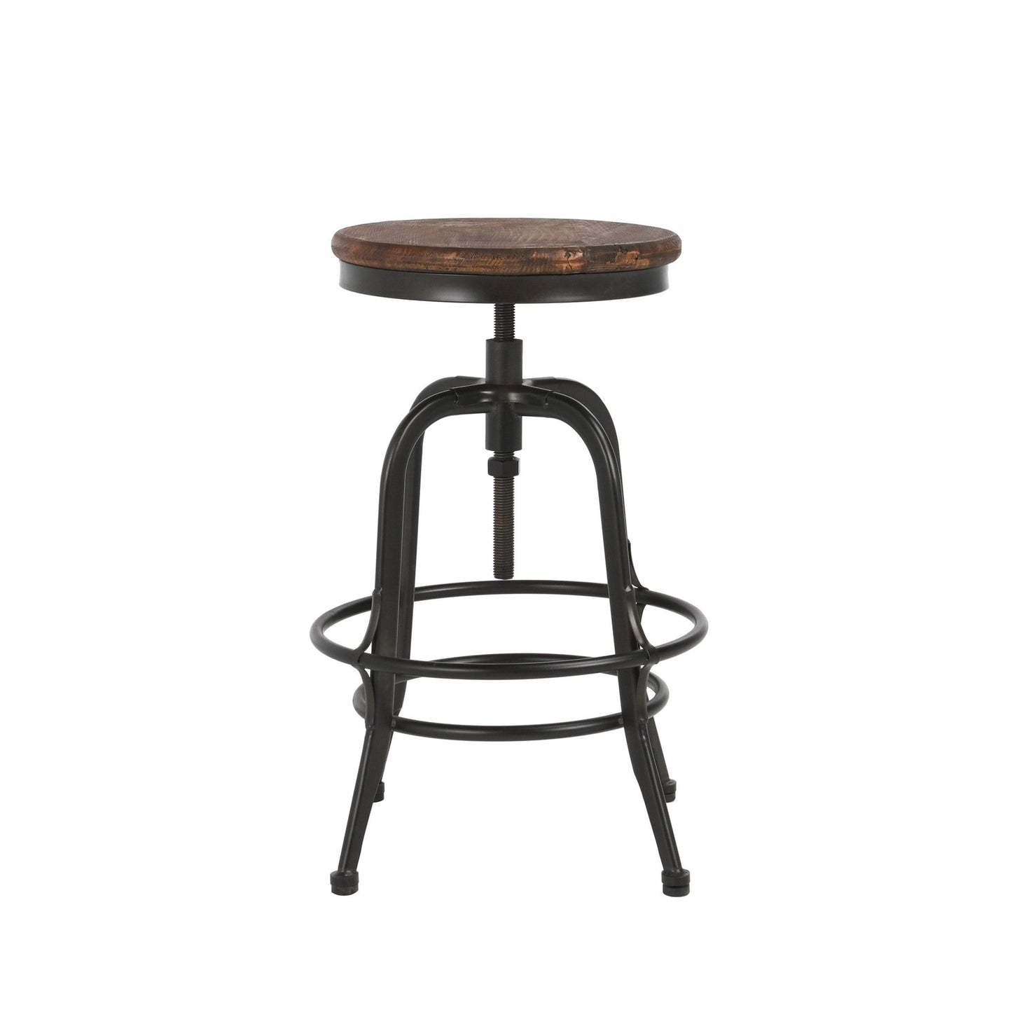 24" Brown And Black Iron Backless Adjustable Height Bar Chair