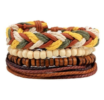 Vintage Punk Leather Wrap Bracelet - Multilayer Beaded Bracelet for Men & Women