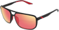 100% Konnor Aviator Sunglasses - Square - Black - Red Mirror 61043-100-43