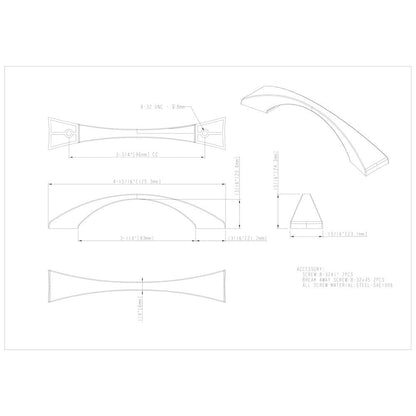 96 mm Center-to-Center Satin Nickel Square Glendale Cabinet Pull