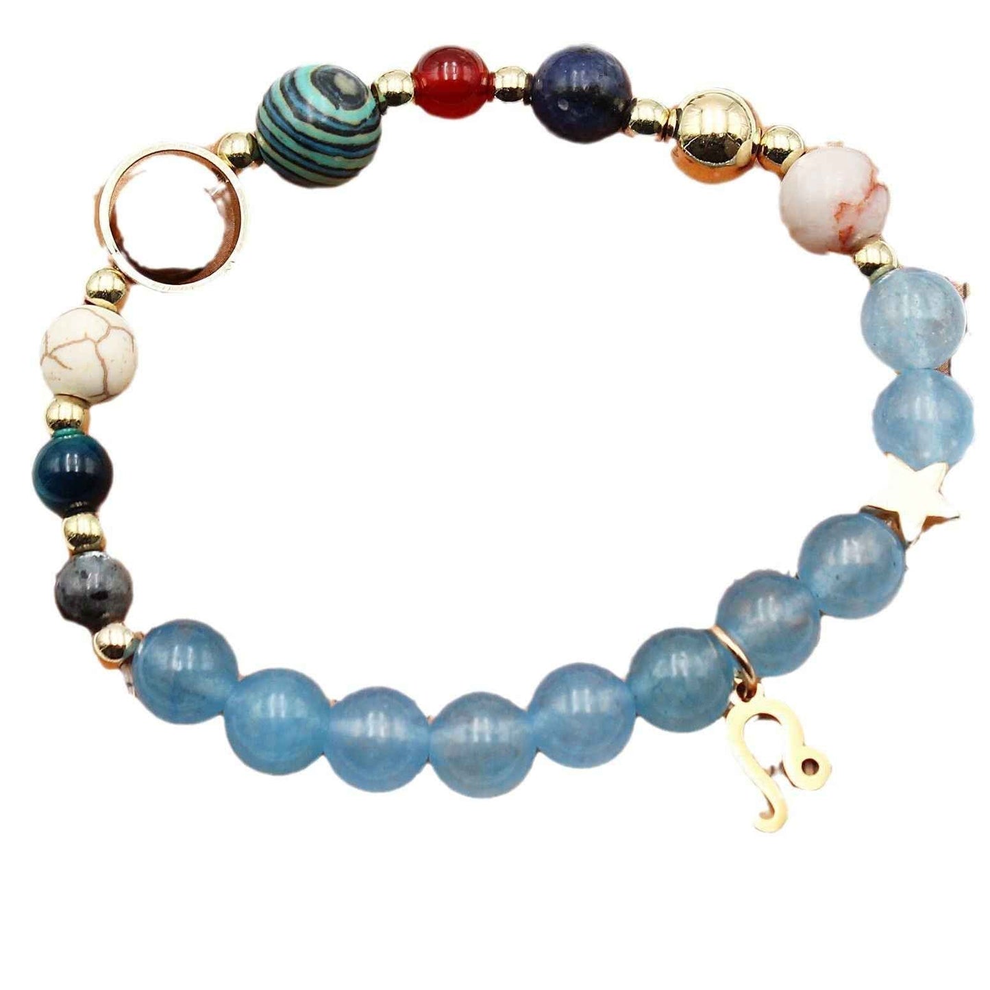 Twelve Constellations Bracelets - Natural Stone Beaded Bracelets with Eight Planet Designs