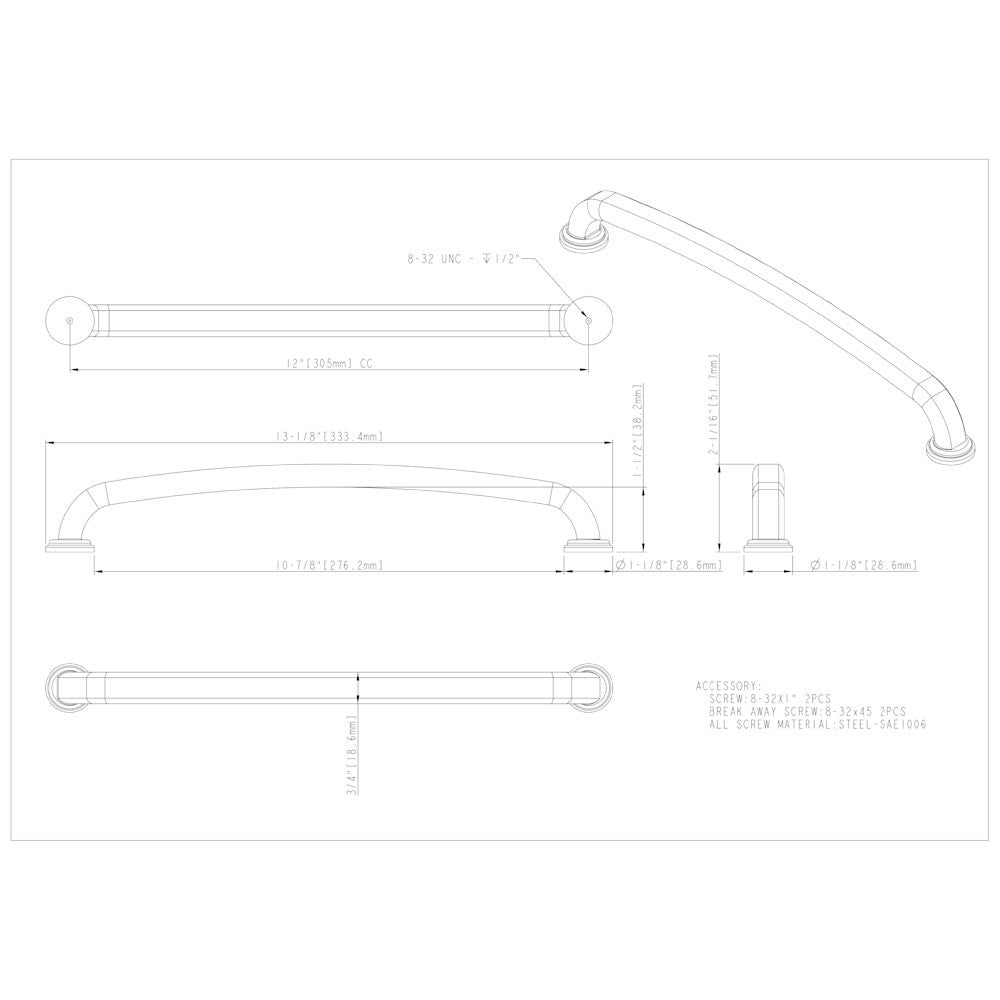 96 mm Center-to-Center Satin Nickel Bremen 1 Cabinet Pull