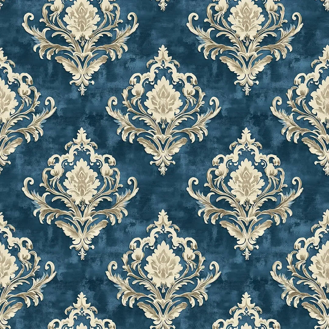 Imperial Teal Damask Scroll