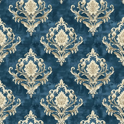 Imperial Teal Damask Scroll