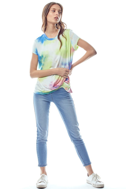 Tie-Dye Twist Front Short Sleeve Top | Apparel | Kitchen + Metal
