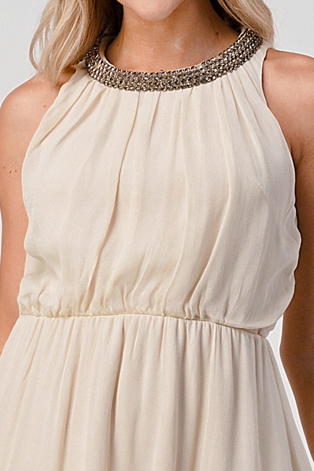 Sleeveless High-Low Beaded Neckline Dress | Apparel | Kitchen + Metal