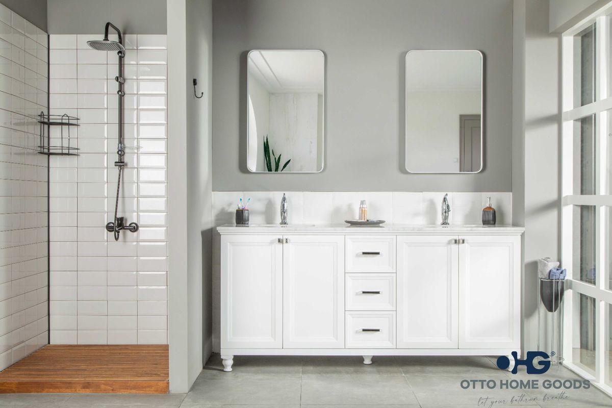 Isabel 72" White Double Bowls Bathroom Cabinet