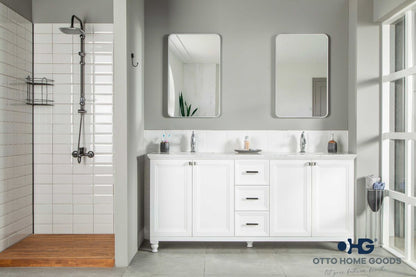 Isabel 72" White Double Bowls Bathroom Cabinet