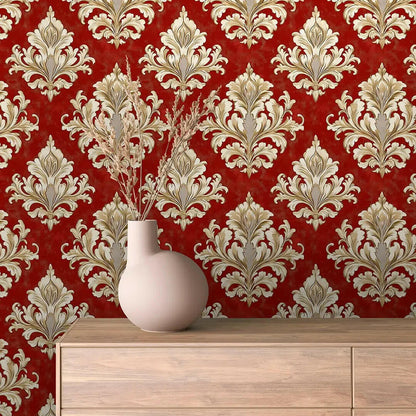 Regal Crimson Damask Flourish