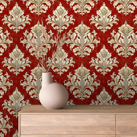 Regal Crimson Damask Flourish