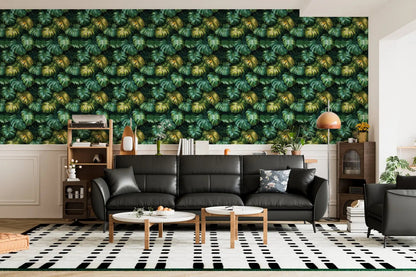 Gilded Monstera Leaf Tapestry