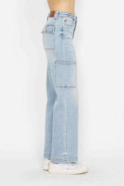 Judy Blue High Waist Straight Cargo Jeans  Women's Jeans - Full Size
