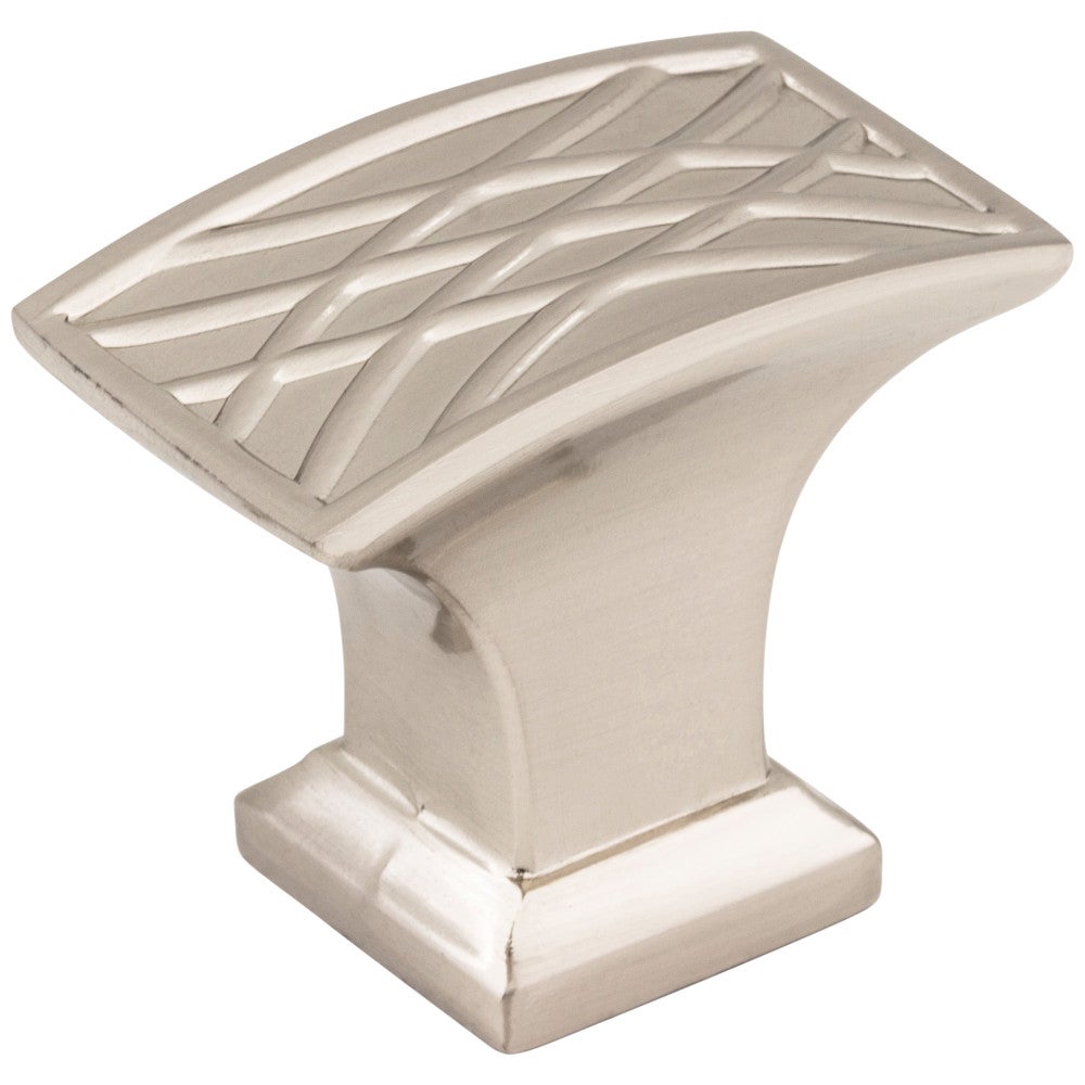 1-1/2" Overall Length Satin Nickel Rectangle Geometric Pattern Aberdeen Cabinet Knob