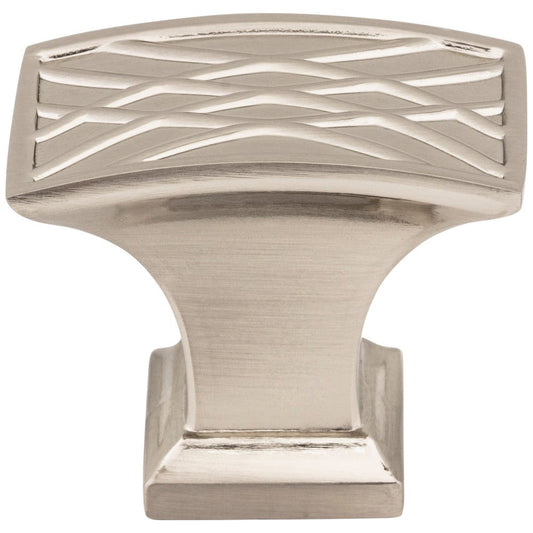 1-1/2" Overall Length Satin Nickel Rectangle Geometric Pattern Aberdeen Cabinet Knob