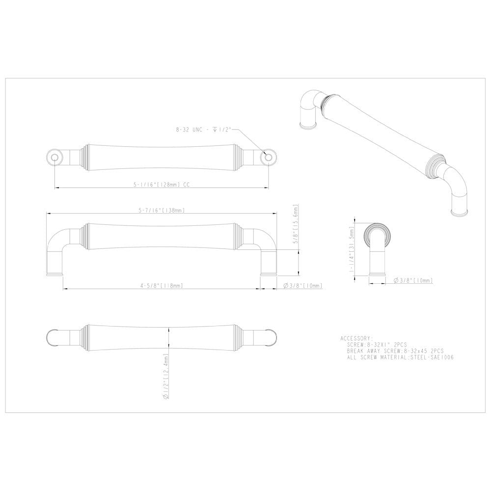 96 mm Center-to-Center Satin Nickel Barrel Bremen 2 Cabinet Pull