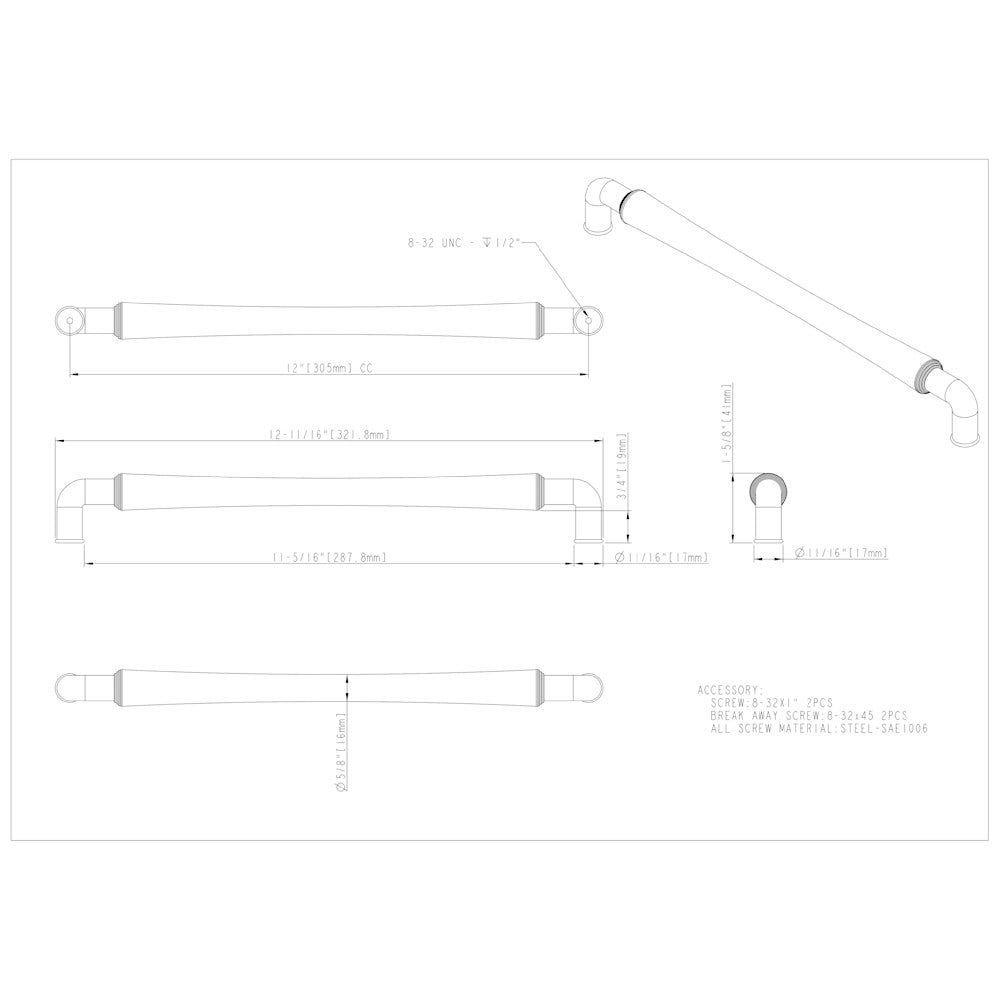 96 mm Center-to-Center Satin Nickel Barrel Bremen 2 Cabinet Pull