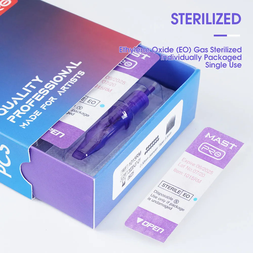 Mast Pro Tattoo Cartridges Needles 0.25MM/0.30MM/0.35MM Round Shader- Box of 20