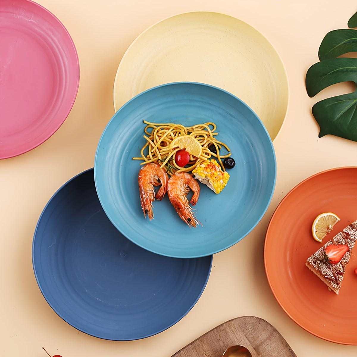 Colorful 9Inch Deep Plates  Set of 2 Durable PP