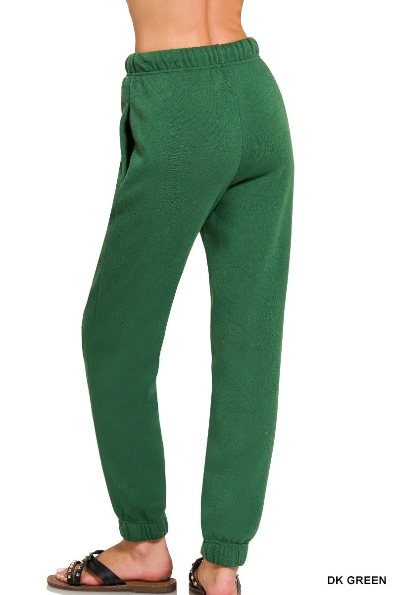 Zenana Fleece Jogger Sweatpants With Pockets