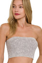Zenana Washed Ribbed Seamless Tube Top in Gray