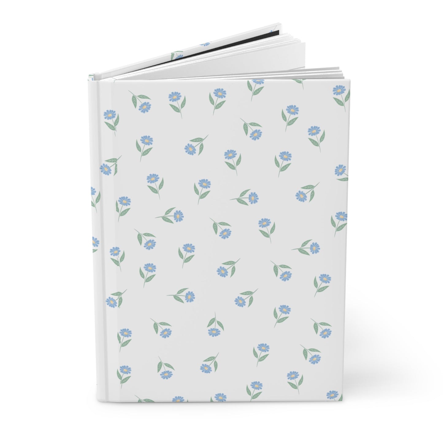 Customizable Blue Floral Hardcover Journal