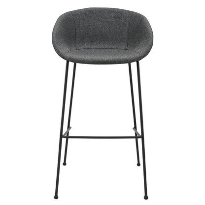 Set of Two 30" Gray And Black Steel Low Back Bar Height Bar Chairs