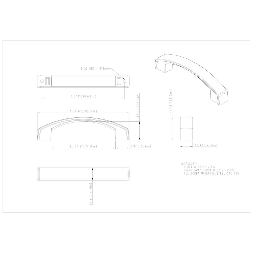 96 mm Center-to-Center Satin Nickel Merrick Cabinet Pull