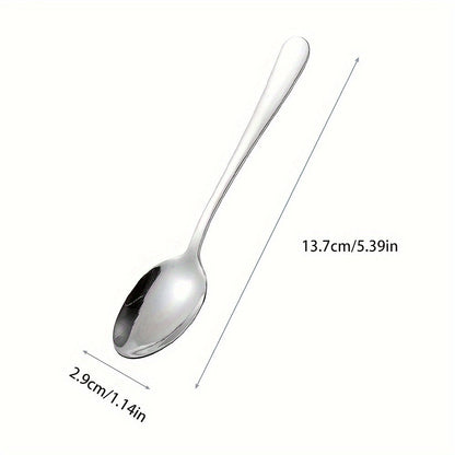 12Piece Polished Steel Dessert Spoons with Black Accents