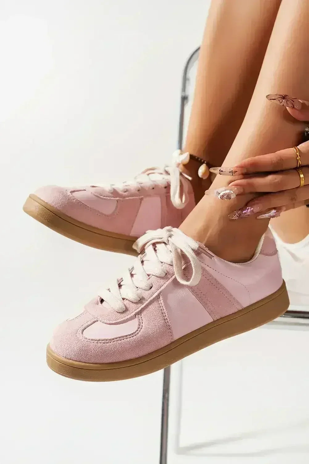Dusk Blue Suede Sneakers - Two-Tone Lace-Ups - Wholesale Comfort Shoes