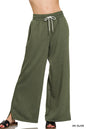Zenana Scuba Drawstring Pants in Olive