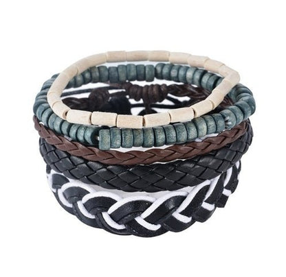 Vintage Punk Leather Wrap Bracelet - Multilayer Beaded Bracelet for Men & Women