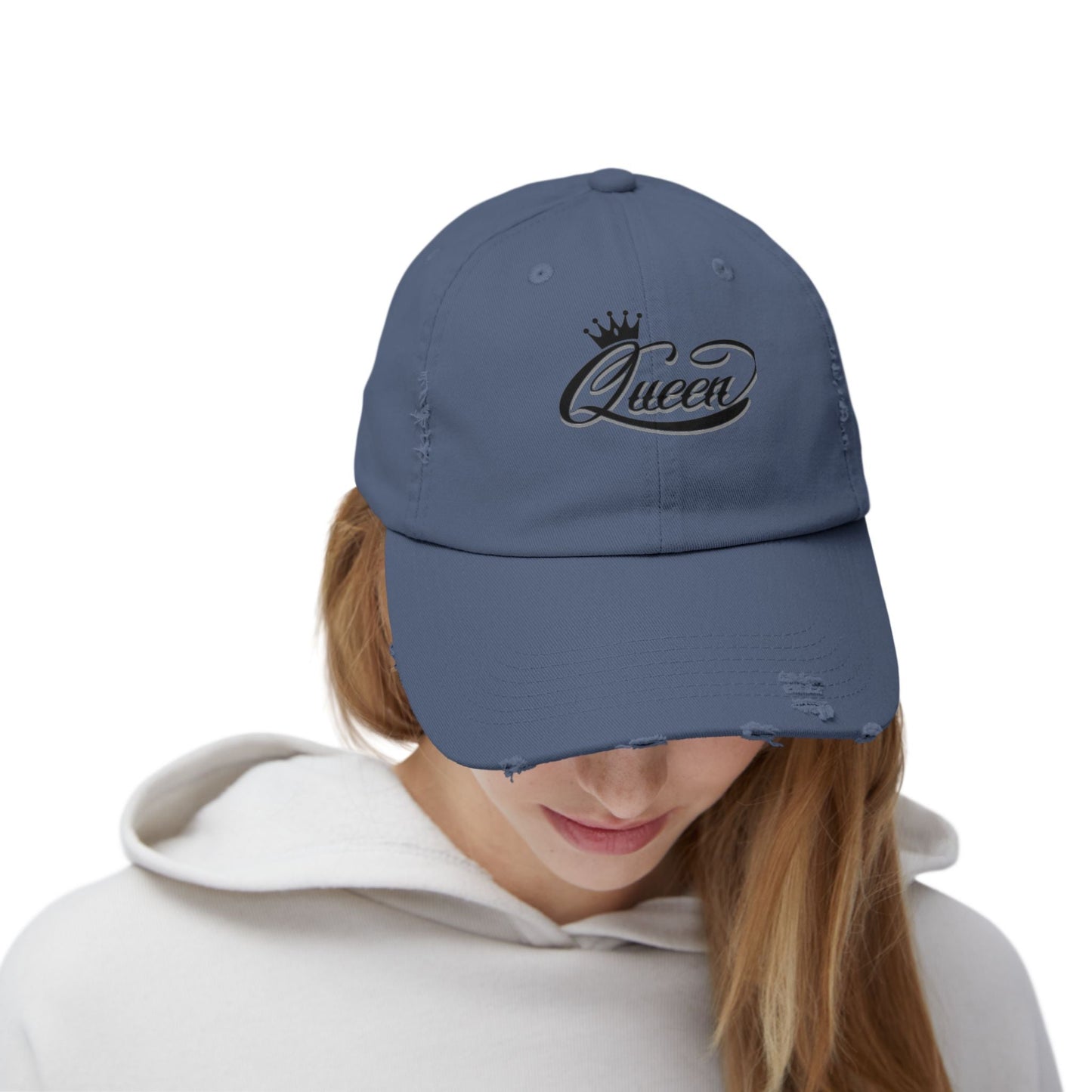 Distressed Queen Cap - Vintage Style Unisex Baseball Hat, Hip Hop Headgear & Streetwear Fashion Accessory