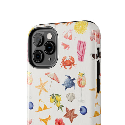 Customizable: Tropical Summer Phone Case, Vivid Coastal Design, Perfect Gift for Beach Lovers, Vacation Memories, Durable Tough Cases