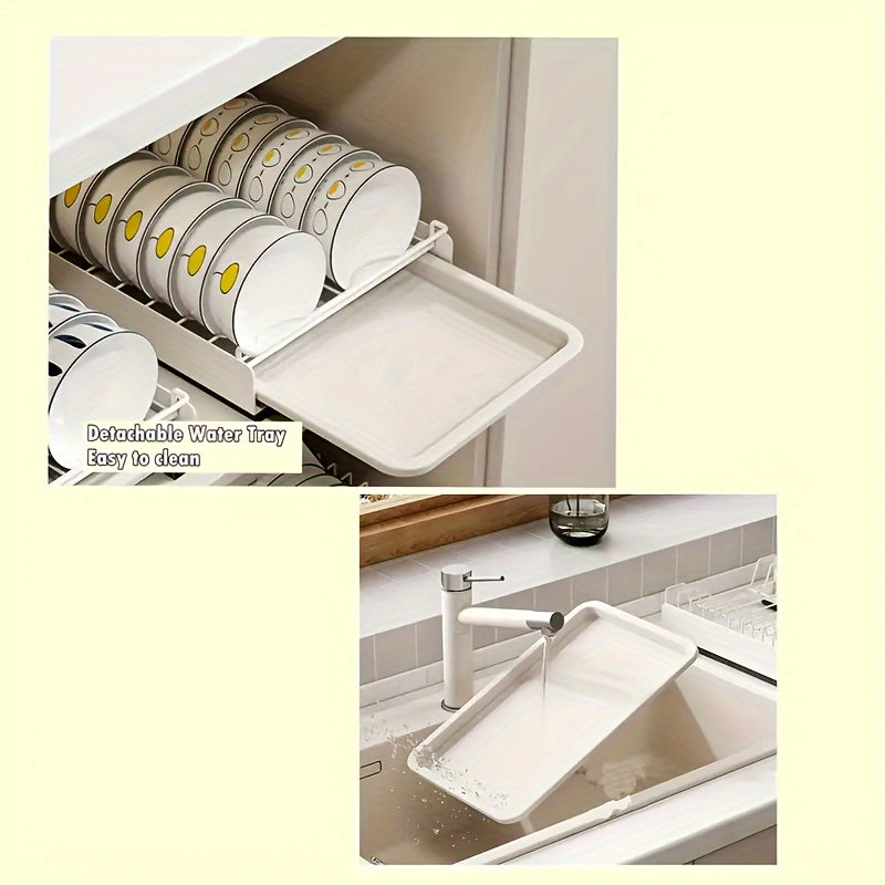 Space-Saving Stainless Steel Dish Rack - Pull-Out Kitchen Organizer | Home Organization | Kitchen + Metal