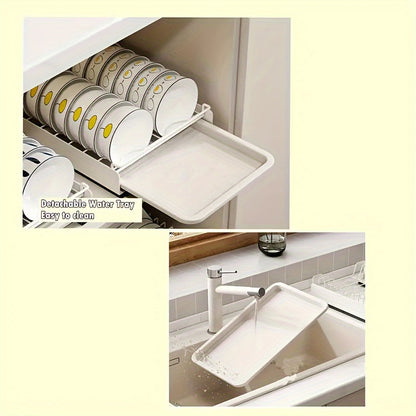 Space-Saving Stainless Steel Dish Rack - Pull-Out Kitchen Organizer | Home Organization | Kitchen + Metal