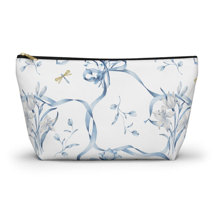 Customizable: Floral T-bottom Accessory Pouch | Gift for Her, Makeup Bag, Travel Organizer, Storage Solution, Spring Decor