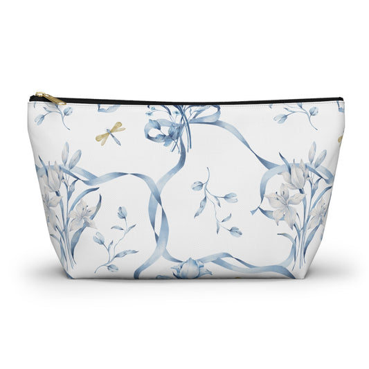 Customizable: Floral T-bottom Accessory Pouch | Gift for Her, Makeup Bag, Travel Organizer, Storage Solution, Spring Decor