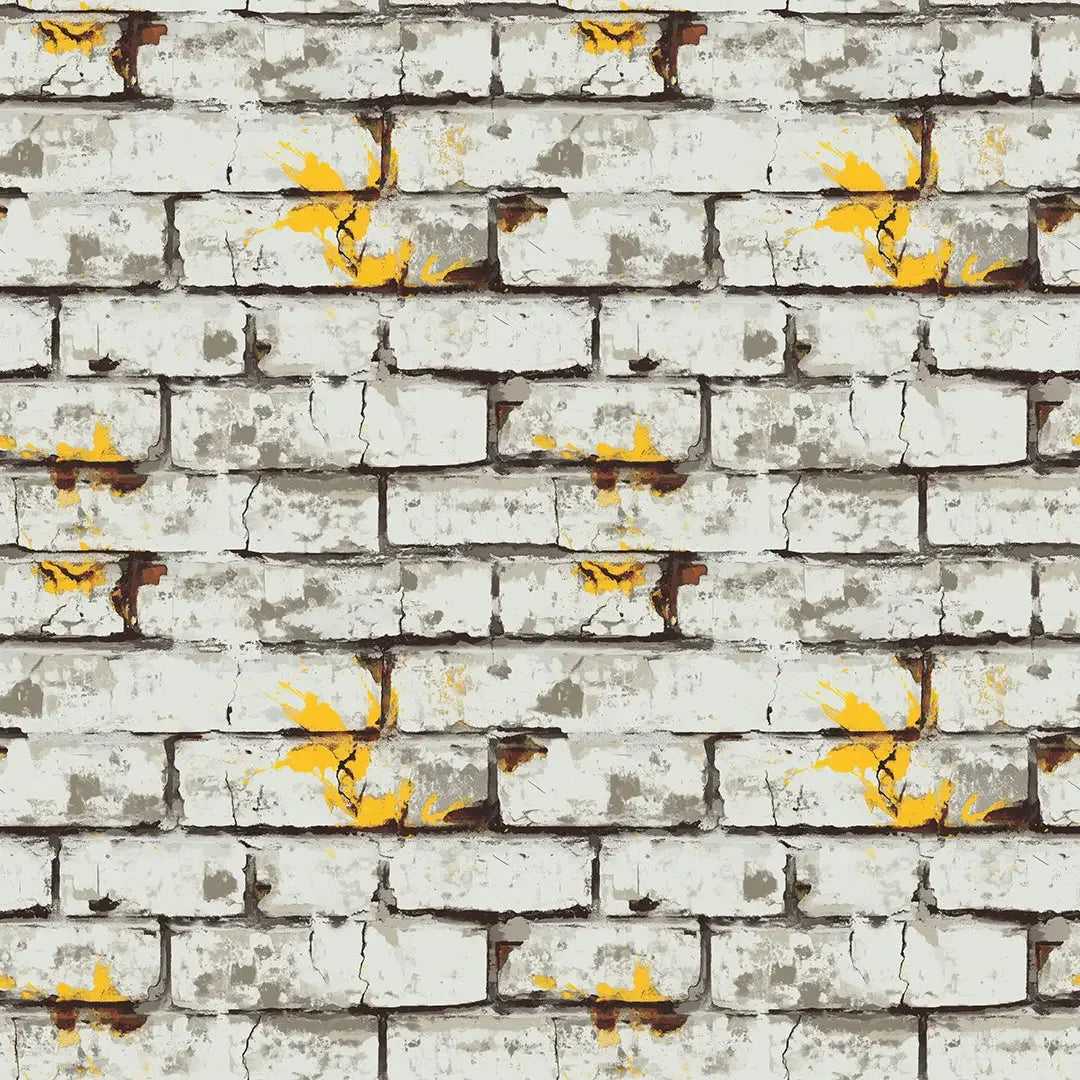 Urban Splatter White Brick Wall