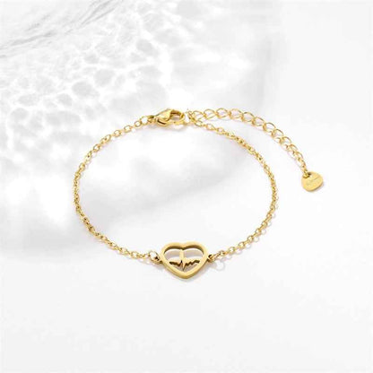 Women’s ECG Titanium Steel Bracelet - Elegant Gold and Silver Health Accessory for Stylish Women