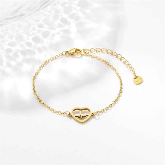 Women’s ECG Titanium Steel Bracelet - Elegant Gold and Silver Health Accessory for Stylish Women