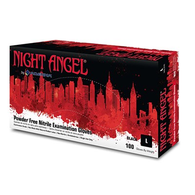 Hospeco Night Angel® Nitrile Exam, PF, Black, 4 mil