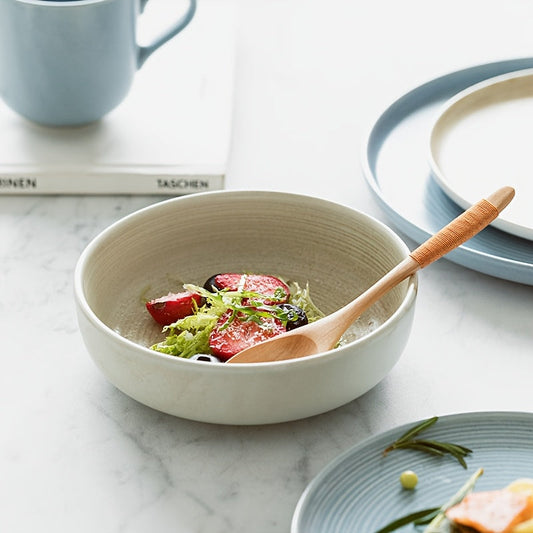 Japanese Style Blue  White Dinnerware Set with Spoon