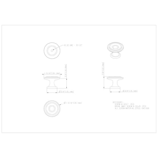 1-3/16" Diameter Satin Nickel Button Syracuse Cabinet Knob
