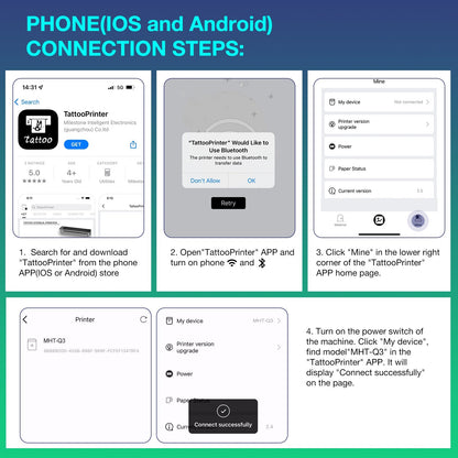 MAST® Upgraded A3 Bluetooth Tattoo Stencil Printer Portable Tattoo Transfer Machine for Large-Scale Tattoo Stencil